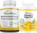 Vegan Vitality Immunity Booster Bundle 6 Meses - Vegan Multivitaminas y Vegan Omega 3 Algae Oil. Alta Fuerza Planta de Fórmula Basada en la Inmunidad, Energía Global Salud para Vegans y Vegetarianos