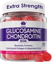 Glucosamine Chondroitin Gummies, Sugar Glucosamine Gratuito Chondroitin MSM Suplemento, Extra Strength with Boswellia Turmeric, Hydrolyzed Collagen & Hyaluronic Acid, Bone Health for Men &amp; Women, 60 Cts