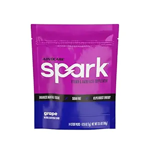 AdvoCare Spark Vitamina &amp; Aminoácidos Suplemento - Focus &amp; Energy Drink Powder Mix with Vitamin A, B-6, C & E - También incluye L-Carnitine &amp; L-Tyrosine - Grape, 14 Stick Packs