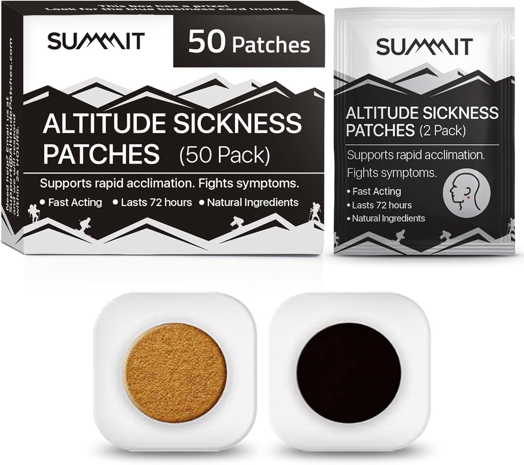 Cumbre Altitude Patches de prevención de la enfermedad ← Apoya Rapid High Altitude Acclimation, Boosts Oxygen Intake, Fights High Altitude Sickness Symptoms