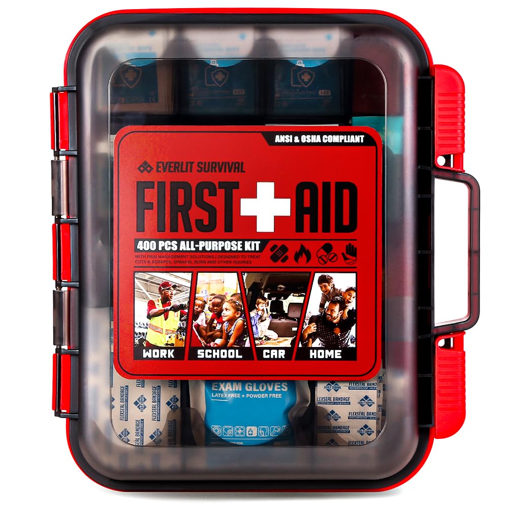 EVERLIT 400 Pcs OSHA/ANSI Compliant First Aid Kit Type III Class A Medical Kit Professional Med Kit Supplies for Contractors, Warehouse, Office, School, Home, Disaster, Car, Business, Restaurant