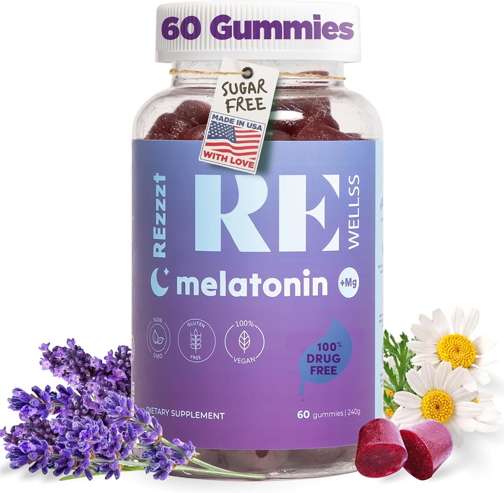 Melatonin Gummies I 5mg Melatonin Sleep Support Gummy for Adults I Fall Asleep Supplement for Health TEN Magnesium L-Theanine TEN Vegan Non-GMO Gluten & Gelatin Free, Sugar Free TEN Mix Berries