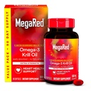 MegaRed Antarctic Krill Oil 500mg Omega 3 Fatty Acid Supplement, Extra Strength EPA & DHA Krill Oil Softgels (90cnt Box), Astaxanthin, Heart Health Supplement with No Fish Oil Aftertaste
