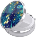 Nipichsha Pill Box, Small Pill Case for Purse & Pocket, Cute Travel Medicine Organizer, Portable Medicine Container Holder to Hold Vitamins, Medication, Fish Oil &amp; Supplements, Teal Gold Marble