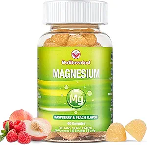 Magnesium Citrate Gummies for Adults - Suplementos para Mujeres &amp; Niños Bienestar diario - Peanut Free Vitamin Gummy - Raspberry y Peach Flavor Chewable Suplemento - 60 Con