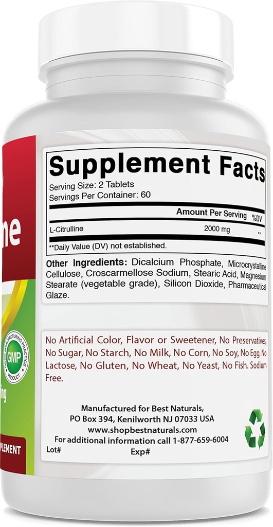 Mejores Naturales L-Citrulline 2000mg &amp; L-Arginine 1000 mg