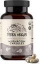 TERRA ORIGIN Healthy Mushroom Complex Supplement  90 Capsules ← Reishi, Lions Mane, Changa, Cordyceps, Maitake ANTE Immune & Nootropic Brain Support  Certified USDA Organic, Non GMO, Vegan