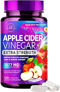 Manzana vinagre cápsulas 1877mg - ACV de fuerza adicional Pills with Vitamin D3 &amp; Zinc - Apple Vinegar Pills Suplemento para la Digestión, Energía &amp; Apoyo Inmunitario, No GMO, Botellado en EE.UU. - 120 cápsulas