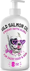 Salvaje Aceite de Salmón de Alaska para perros &amp; gatos - Pescado puro Omega 3 6 9 EPA líquido DHA ácidos grasos - Esquí y suplemento de la carne - Apoya Función Conjunta, Cerebro, Ojo, Inmune &amp; Corazón Salud - Hecho en EE.UU. 8 oz