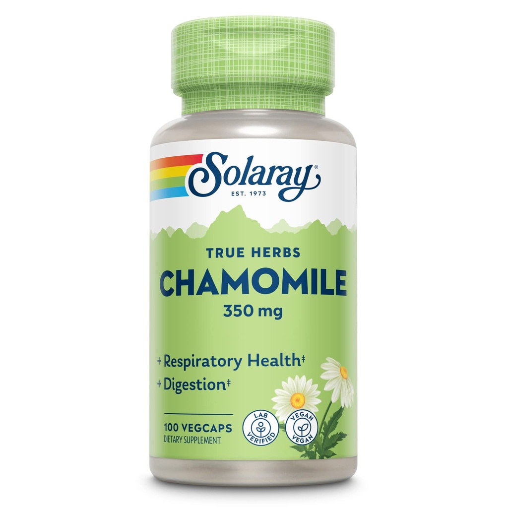 SOLARAY Chamomile, Soothing Support for Digestion, Respiratory Tract and Relaxation, 100 Servings, 100 VegCaps