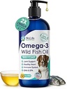 Aceite de pescado líquido para perros con Omega 3, 6 &amp; 9 ácidos grasos, Wild Caught from Iceland, Skin and Coat Supplement for Shedding, Itchy Skin, Allergies, Brain and Heart Health, Rich in EPA + DHA - 12 oz