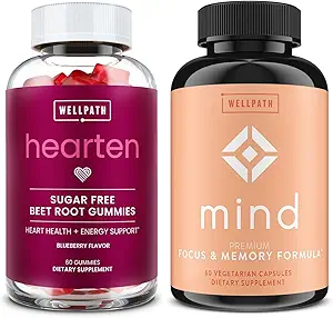WellPath Beet Root Gummies (Sugar Gratis) 1500 mg – Blueberry Flavor for Blood Pressure Support and Mind Brain Supplement with Lion's Mane - Supports Focus & Memory, 60 Ct