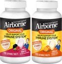 Airborne 1000mg Vitamin C Chewable Tablets Citrus &amp; Very Berry Flavor Bundle - Immune Support Suplemento con Zinc y Powerful Antioxidant Vitaminas A C &amp; E, (2x116ct bottles)*