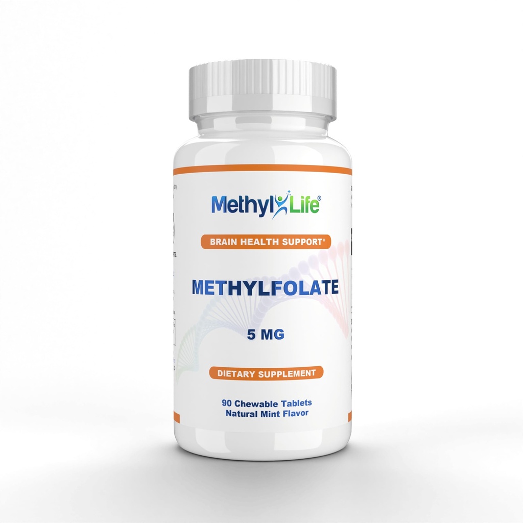 Metil-Life Purest L-Methylfolate 5 mg Active Folate - 3 meses de suministro. Chewables. No OGM. Gluten Free Methylfolate