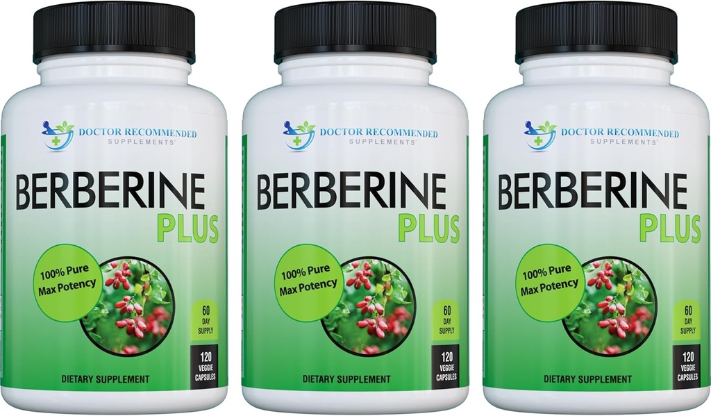 DOCTOR RECOMENDADO SUPPLEMENTOS Berberine Plus 1200mg Por Serving - 120 Veggie Capsules Royal Jelly (120 Conde (Pack of 3))