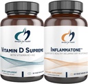 Diseños para la salud Vitamina D Supreme + Inflammatone Bundle - Vitamina D3 5000 UI + 2000mcg Vitamina K con una mezcla botánica Enzyme para promover la respuesta inflamatoria saludable - 2 productos
