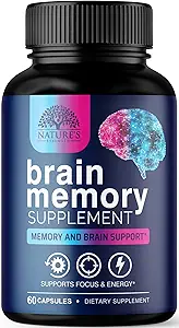 Plantillas de suplemento de memoria cerebral - 3X Nootropía de fuerza para la concentración, claridad y apoyo en foco - Vitaminas cognitivas de salud cerebral con Bacopa, fosfatilserina " DMAE, brote cerebral - 60 cápsulas