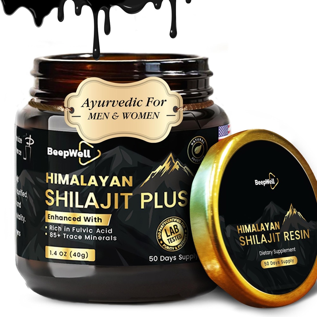 Extracto de resina orgánica pura Himalayan Shilajit para hombres &amp; mujeres- 100% natural Ashwagandha Black Pepper Shilajit Resin for Men Women Gold Ayurvedic,Fulvic Acid 85 + Trace Minerals, 50 Servings, 40 gramos