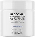 Codeage Magnesium Glycinate Powder Supplement, 2-Month Supply, Bisglycinate Magnesium Chelate, Desflavored, Liposomal Delivery, Chelated Magnesium Powder Mineral, Non-GMO Vegan, 3 oz