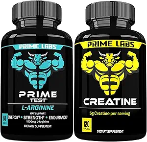 Prime Labs L Arginine (60 ct) + cápsulas de crema (120 ct)