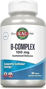 Complejo KAL B-100 - Complejo de liberación sostenida de vitamina B - Soporte energético saludable con base de apoyo natural y cocina de minería fresca - Vegetariano - 60 días garantía - 120 servicios, 120 tabletas