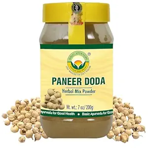 BASIC AYURVEDA Paneer Doda Herbal Mix Powder TENIDO 7.05 Oz (200g) Silencio Orgánica Conania Coagulans Fruta Seca Polvo Silencioso indio Rennet