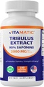 Tribulus Vitamatic Terres for Men - 2000 mg por Serving - 95% Saponinas - 180 cápsulas vegetales - Hecho en los EE.UU. - Gluten Gratis