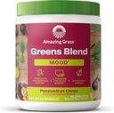 Increíble Grass Greens Blend Mood: Super Greens Powder Smoothie Mix for Mood, Relax & Stress Support with Organic Spirulina, Chlorella, Beet Root Powder, Digestive Enzymes & Probiotics, 30 Servings