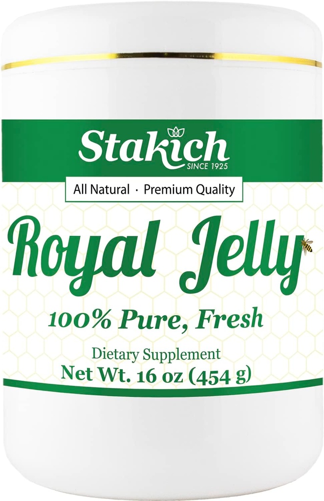 Stakich Fresh Royal Jelly - Puro, Todo Natural - No Aditivos o Preservadores Añadido - 16 Ounce (1 libra)