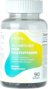 Briyo All Around Hombres - Multivitamina para Hombres con 38 Vitaminas Esenciales, Minerales, Omega 3 y Extractos de Planta – Apoya la Inmunidad Energética – Vivir Fuerte con una cápsula limpia diaria