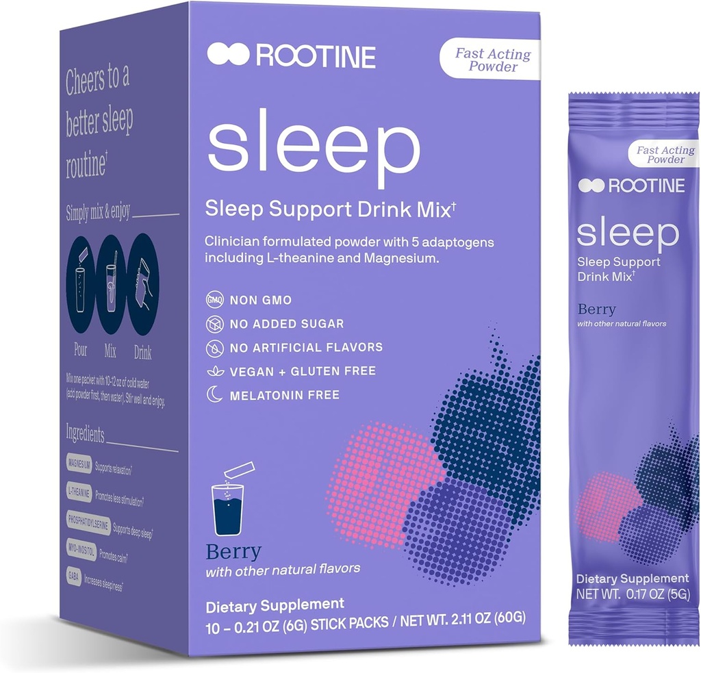 Sleep Supplement, Melatonin-Free Magnesium Calm Powder, GABA, L-Theanine, Myo-inositol, Calm Sleep Drink Mix to Help Relax, Sleep Powder, Magnesium Powder for Sleep, Super Calm Drink Mix 24pk