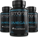 (3 Pack) Más inteligente Omega 3 Fish Oil, Berry Flavor, Burpless, Tasteless, 2000mg, DHA EPA Triple Strength Brain, Hecho con AlaskOmega®