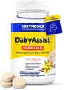 Enzymedica DairyAssist Chewable, 2-en-1 Enzymes Digestivos para la digestión de lácteos, lactosa y Casein, Fórmula de acción rápida para el gas y el alivio de la hinchazón, 60 Tabletas Chewable