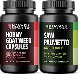 HAVASU NUTRITION Horny Goat Weed Capsules (30 Servings) & Saw Palmetto Capsules (100 Servings)