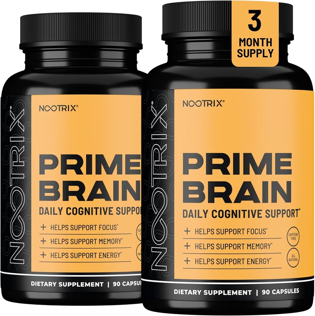Nootrix Prime Brain Nootropic Suplemento  Apoya Memoria, Enfoque mental, Salud cognitiva &amp; Energía ← Mood saludable &amp; Brain Function ← Ginkgo Biloba, Lion's Mane & L Theanine TEN 180 Capsules