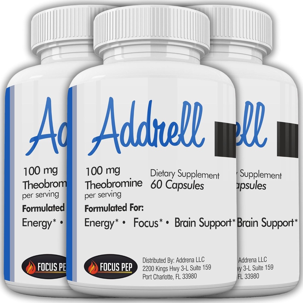 Addrell Energy Stimulant Pills- Study Supplement Alternative Pill, Natural Nootropic Supplements & Cognitive Enhancer Substitute to Elevate Mental Clarity for Women ' Men- 180 Capsules