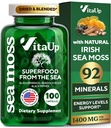 Wildcrafted Irish Sea Moss Capsules with Burdock Root & Bladderwrack - USA Made Sea Moss Advanced for Hair, Skin, Immune & Energy Levels Support - SeaMos Pills - 100 Vegan Capsules