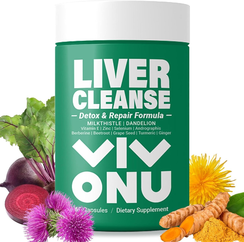 VivoNu Milk Thistle Silymarin &amp; Dandelion Root Liver Health Support, Antioxidant Support, Detox (60 Capsules/1 Bottle)