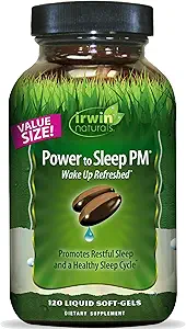 Irwin Naturals Power to Sleep PM - 120 Liquid Soft-Gels - with Melatonin, GABA, Ashwagandha, Valerian Root &amp; L-Theanine - 60 Servings
