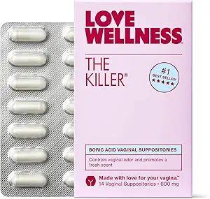 Love Wellness The Killer ¦ Boric Acid Vaginal Suppositories  durable Balances pH &amp; Supports Odor Control, a Healthy Vaginal Balance and Environment TEN Fast-Acting & Fragrance-Free TEN Gentle & Effective TEN 14 Ct