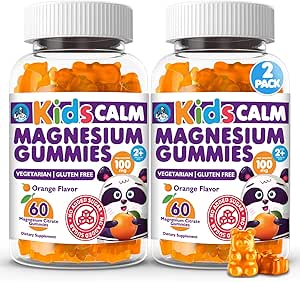 Dr. Moritz Calming and Relaxing Kids Magnesium Gummies, Non-GMO y Low Sugar Magnesium Kids Chewy Suplementos, Sleep Gummies Kids, Orange Flavor