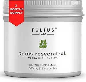 Ultra High Purity Resveratrol Capsules - 99% Trans-Resveratrol - Japonés Knotweed Extract - Apoyo inmunidad, Soporte Saludable envejecimiento - 120 Caps Reservatrol Suplemento