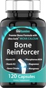 Reforzador de huesos (120 cápsulas) MCHA Suplemento de calcio con vitamina D3, Magnesio, Vitamina K2, Citrato de hierro, MCHA fósfora, " Manganese ← Powerful Bone Supplement for Women " Men