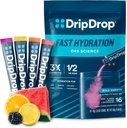 DripDrop Hydration Packets - Bold Variety Pack - Single Serve Electrolytes Powder Drink Mix - Watermelon, Berry, Lemon, Orange - Non-GMO, Gluten Free, Vegan - 16 Sticks