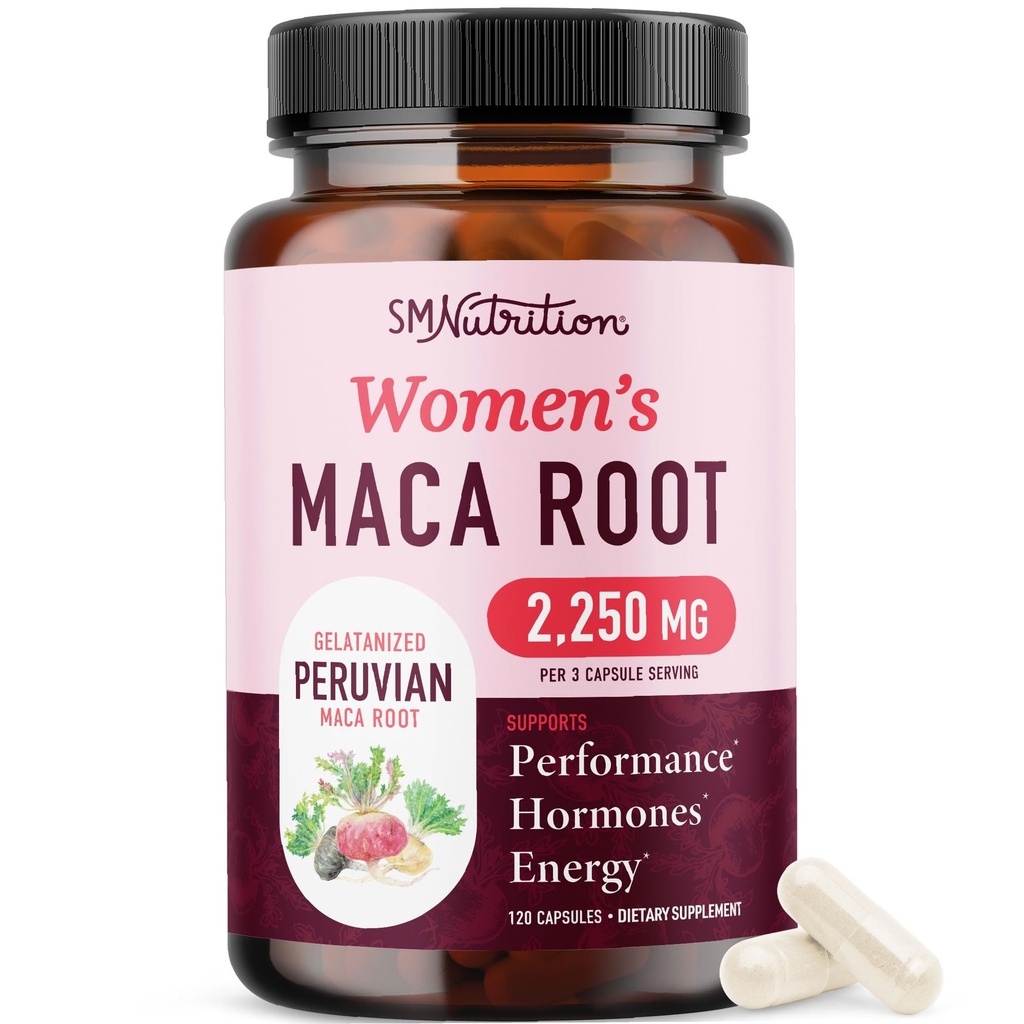 Orgánica Maca Root Capsules for Women ← Peruana Maca 2250MG Extra Strength ¦ Red, Negro &amp; Amarillo Root Powder with Black Pepper ← Herbal Supplement to Support Energy &amp; Hormone Balance latitud 120