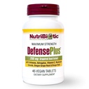 NutriBiotic – DefensePlus, 45 Tablets Ø 11 in 1 Immune Support with Vitamin C, Zinc, Grapefruit Seed Extract, Echinacea, Astragalus Root & Immune Boosting Extracts " Mushrooms ANTE Vegan " Gluten Free