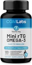 rTG Omega 3 Fish Oil Suplemento dietético - Alta Absorción " Fast Acting, Burpless Fish Oil Supplement from Anchovy. re-esterified Triglyceride w/EPA & DHA (como rTG) 960mg - 120 Softgels by CGM Labs