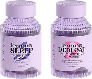 Lemme Sleep & Debloat Bundle - Sleep Gummies, a Drug-Free Nighttime Aid " Debloat Gummies for Digestive " Gut Health, Probiotics " Prebiotics - Gluten Free, Gelatin Free, Non-GMO - 60 Ct.