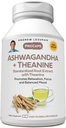 ANDREW LESSMAN Ashwagandha + Theanine 60 Capsules - Standardized Extract. Promueve Relajación, Focus y Mood Equilibrado. Cápsulas pequeñas fáciles de absorber