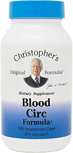 Las Fórmulas Originales de Christopher Blood Circ Fórmula Capsules, Suplemento Herbal para el Bienestar Circulatorio Cardiovascular, 100 cápsulas